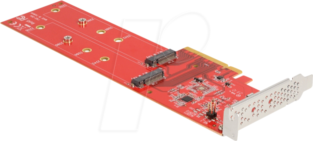 Bild von Delock PCI Express x8 Karte zu 2 x intern NVMe M.2 Key M 110 mm - Bifurcation - Low Profile Formfakt, Storage Controller