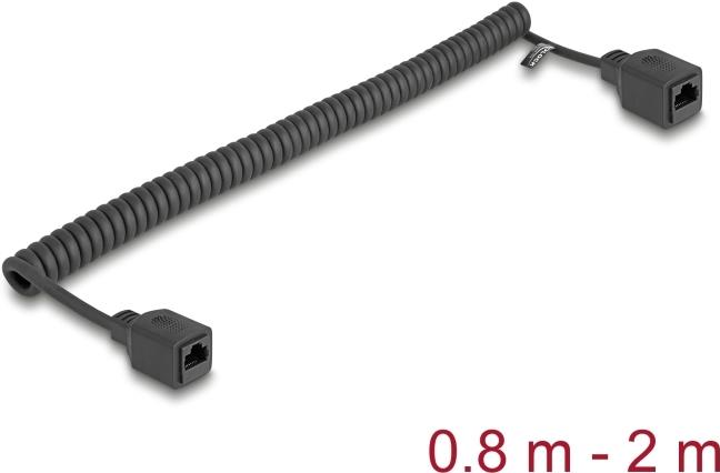 Bild von Delock RJ45 Spiralkabel Buchse zu Buchse Cat.5e UTP 0,8 m bi (U/UTP, CAT5e, 2 m), Netzwerkkabel