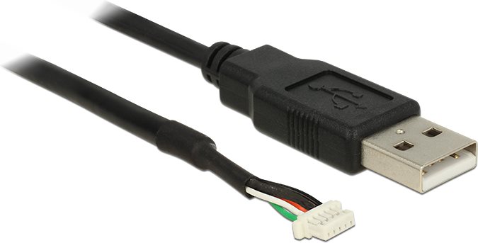 Bild von Delock Modul Anschlusskabel USB 2.0 Stecker A 1,5m 5polig Kamera V5 A, Elektronikkabel + Stecker, Schwarz