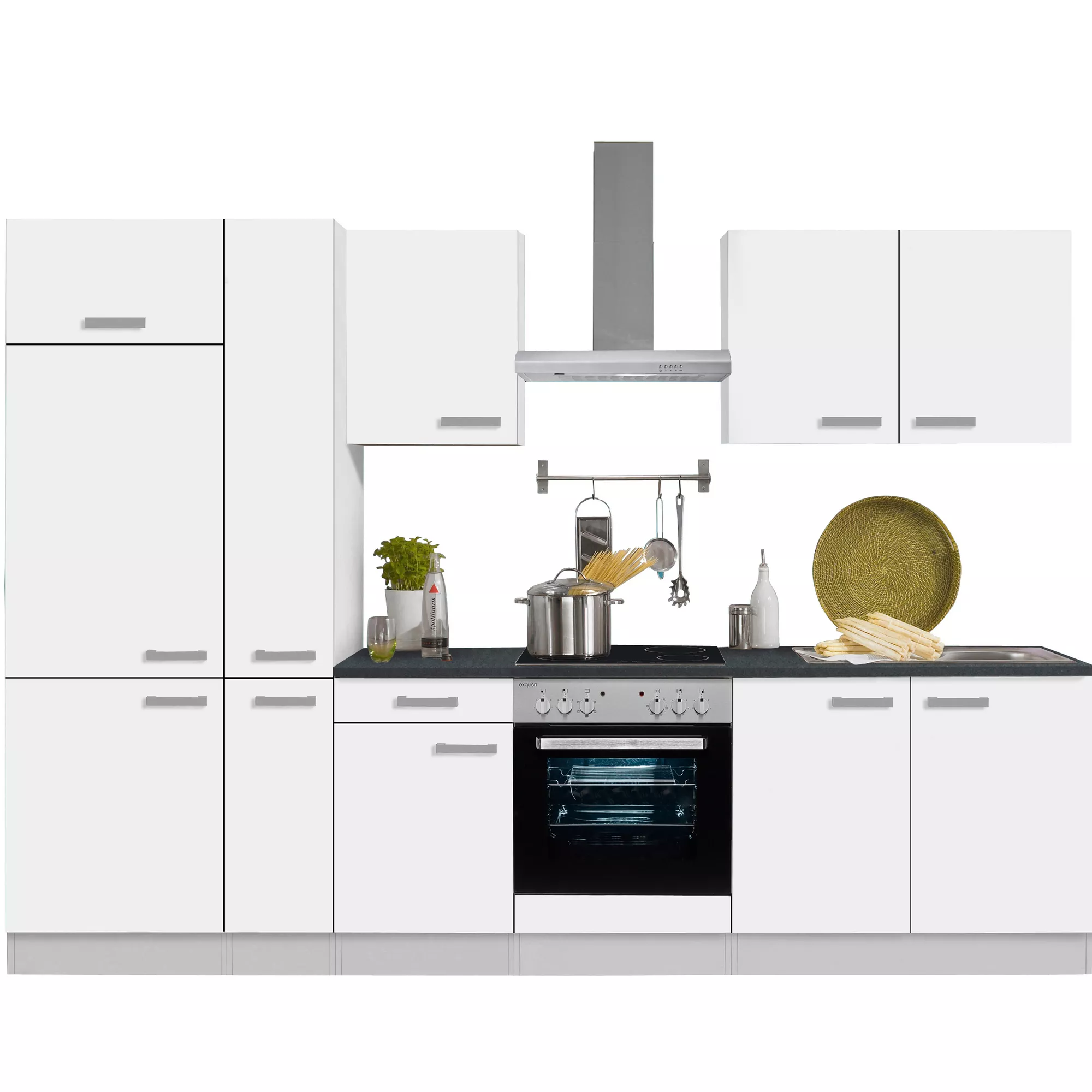 Bild von OPTIFIT Küchenzeile mit E-Geräten 'OPTIkompakt Oslo' weiß/anthrazit 300 cm