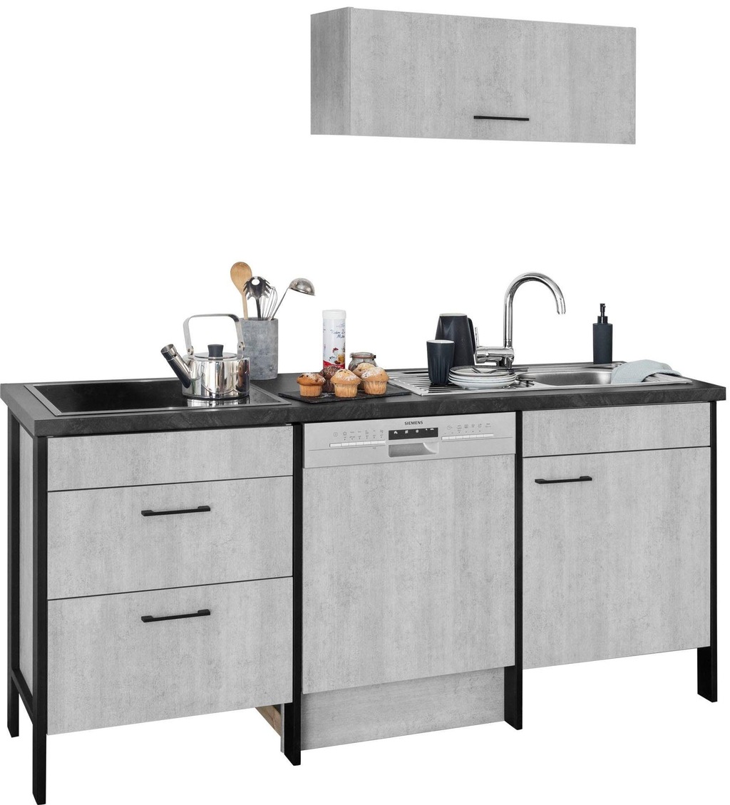 Bild von OPTIFIT Küchenzeile "Tokio", ohne E-Geräte, Breite 192 cm, mit Stahlgestell, mit Vollauszügen