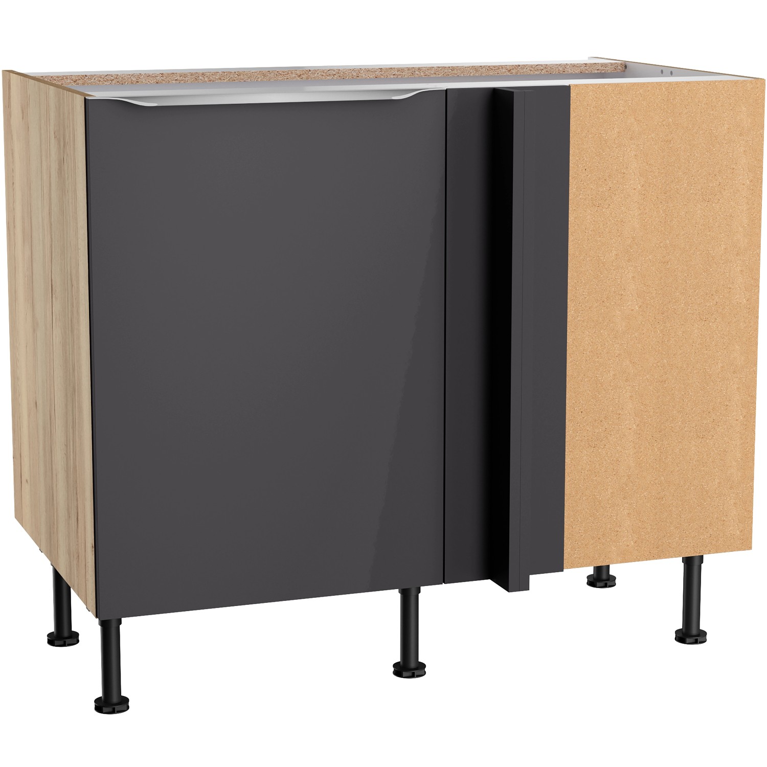 Bild von Optifit Küchen-Eck-Unterschrank Linus984 100/65x 87x 58,4cm Anthrazit Wildeiche