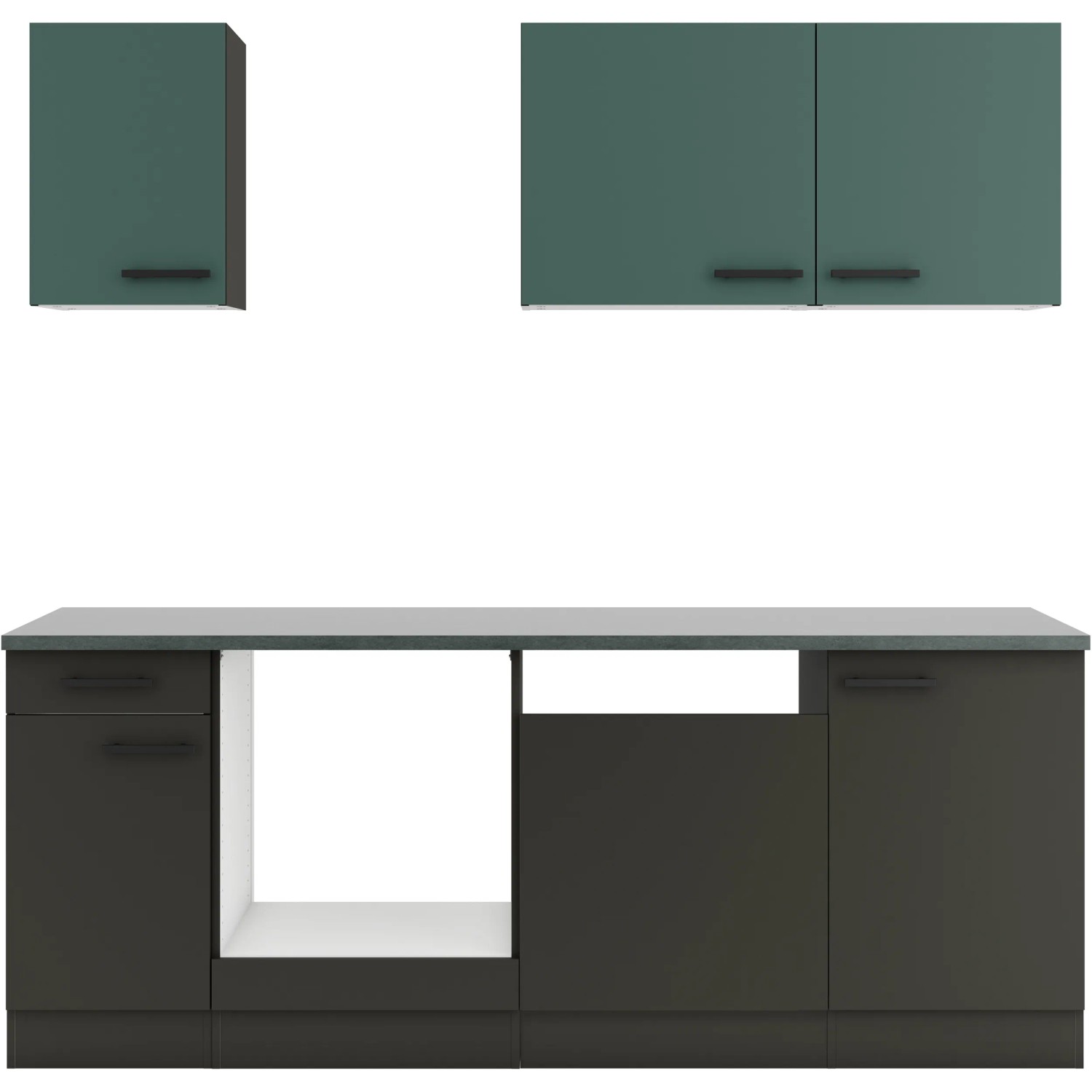 Bild von Optifit Küchenzeile KPVM 2179OE-9+ o. E-Geräte Steingrün/Anthrazit 210cm
