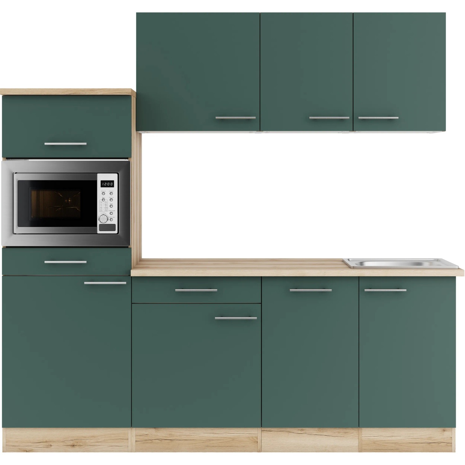 Bild von OPTIFIT Savona405 Küchenzeile 210 cm ohne E-Geräte Steingrün