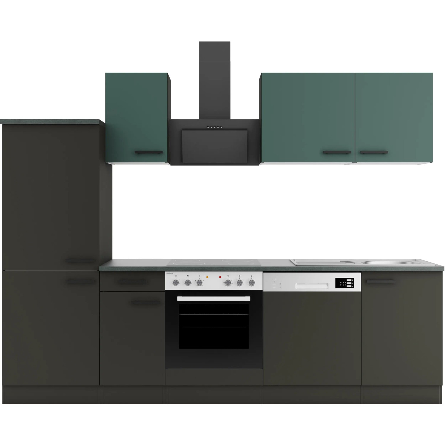 Bild von OPTIFIT Verona405/Madrid420 Küchenzeile 270 cm Steingrün / Anthrazit