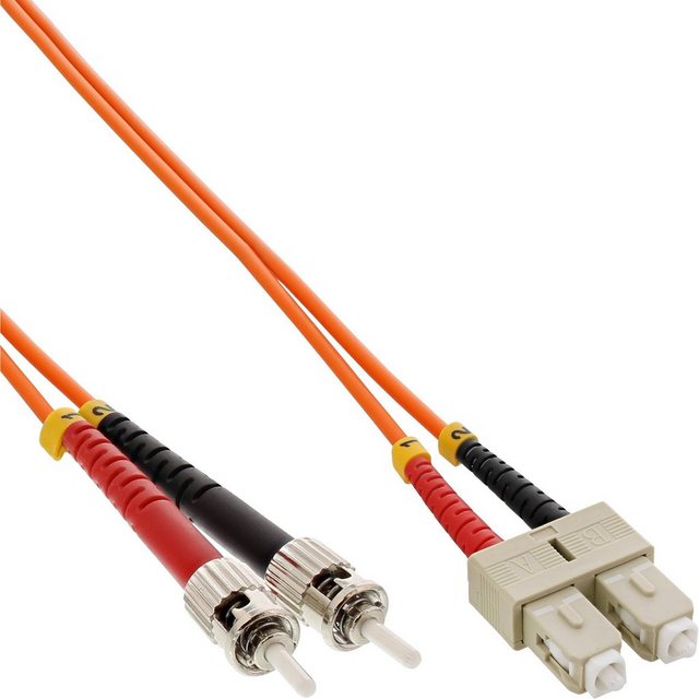 Bild von 1.00m InLine LWL Duplex Patchkabel 50/125 µm OM2 SC Stecker auf ST Stecker Orange