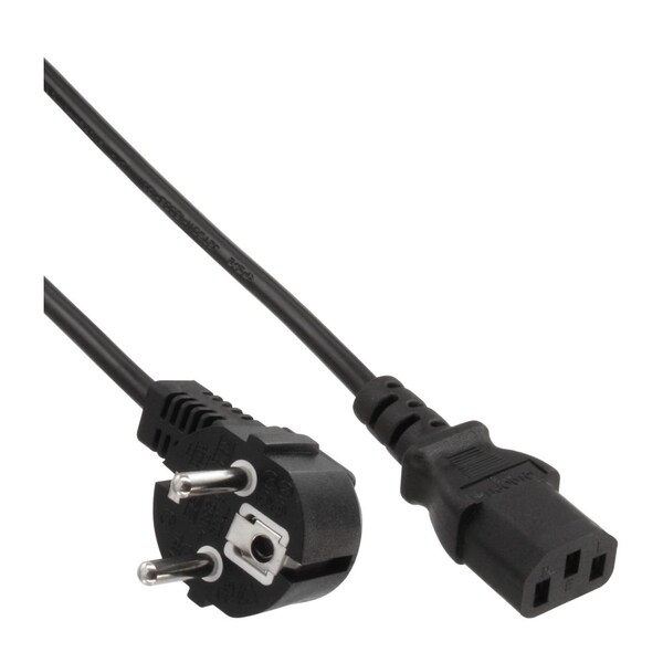 Bild von 1.80m InLine Stromkabel Anschlusskabel Schutzkontakt Stecker auf Kaltgeräte Stecker C13 Schwarz