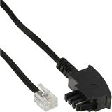 Bild von 3.00m InLine TAE-F Anschlusskabel TAE-F Stecker auf RJ11 Stecker Schwarz für Telekom/Siemens-Geräte