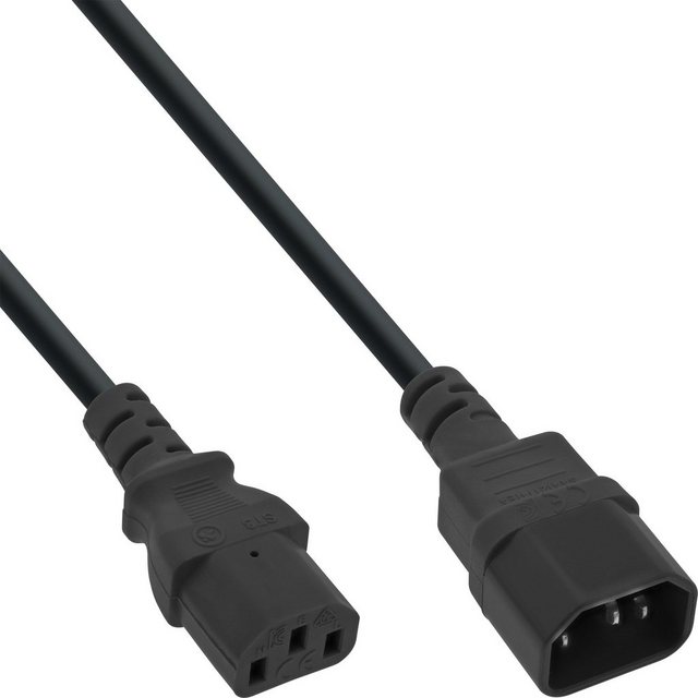 Bild von 0.75m InLine Kaltgeräte Verlängerungskabel C13 Stecker auf C14 Buchse Schwarz