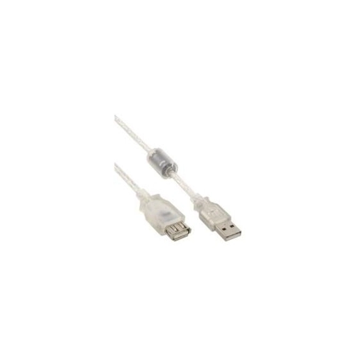 Bild von InLine® USB 2.0 Verlängerung, Stecker/Buchse, Typ-A transparent, mit Ferritkern, 2m