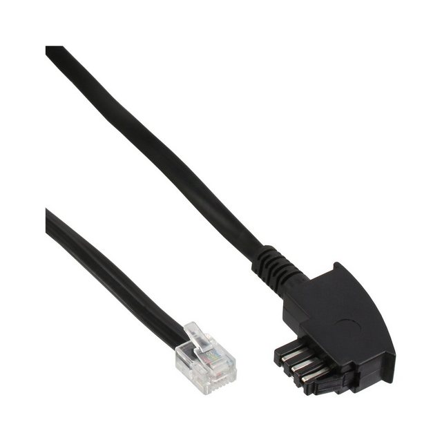 Bild von 6.00m InLine TAE-N Verbindungskabel gebrückt TAE-N Stecker auf RJ12 Stecker Schwarz