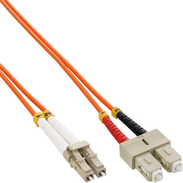 Bild von 5.00m InLine LWL Duplex Patchkabel 50/125 µm OM2 LC Stecker auf SC Stecker Orange