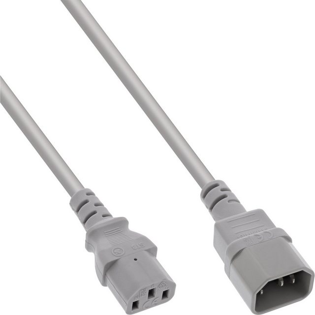 Bild von 1.80m InLine Verlängerungskabel Kaltgeräte Buchse C14 auf Kaltgeräte Stecker C13 Grau