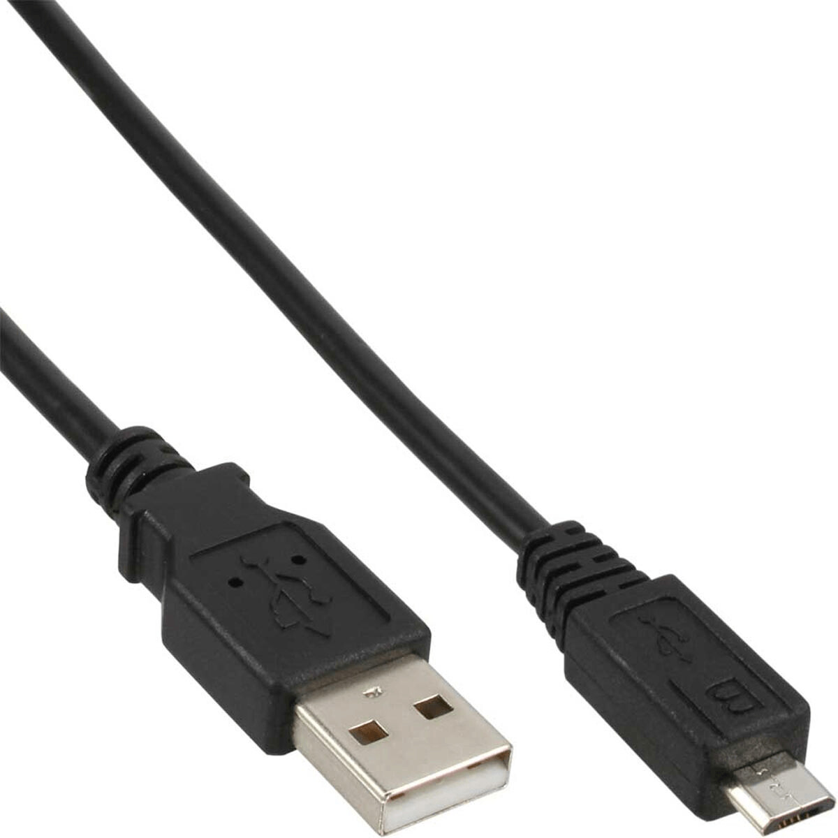 Bild von 1.80m InLine USB2.0 Anschlusskabel USB A Stecker auf USB mikroB Stecker Schwarz vernickelt