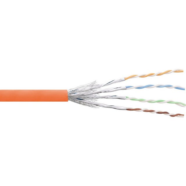 Bild von InLine Patchkabel Cat.6 S/FTP/PIMF AWG27 PVC orange 100m zum Konfektionieren (S/FTP, CAT6, 100 m), Netzwerkkabel