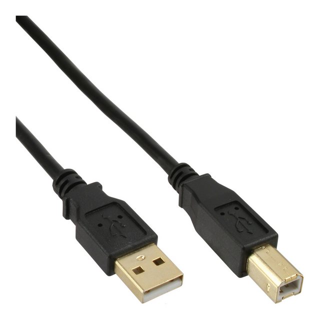 Bild von 0.30m InLine USB2.0 Anschlusskabel USB A Stecker auf USB B Stecker Schwarz vergoldet