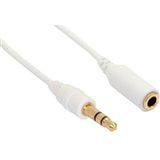 Bild von 5.00m InLine Audio Verlängerungskabel 3.5mm Klinken-Stecker auf 3.5mm Klinken-Buchse Weiß vergoldet