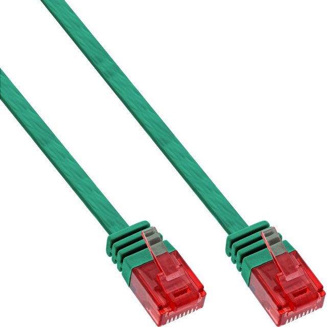 Bild von 3.00m InLine Cat. 6 Patchkabel flach U/UTP RJ45 Stecker auf RJ45 Stecker Grün