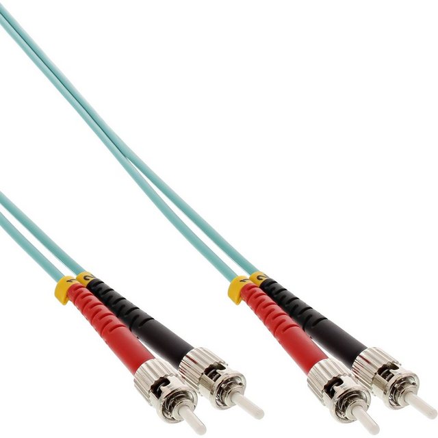 Bild von 3.00m InLine LWL Duplex Patchkabel 50/125 µm OM3 ST Stecker auf ST Stecker Türkis