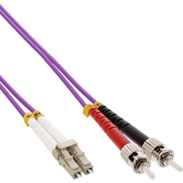 Bild von 2.00m InLine LWL Duplex Patchkabel 50/125 µm OM4 LC Stecker auf ST Stecker Violett