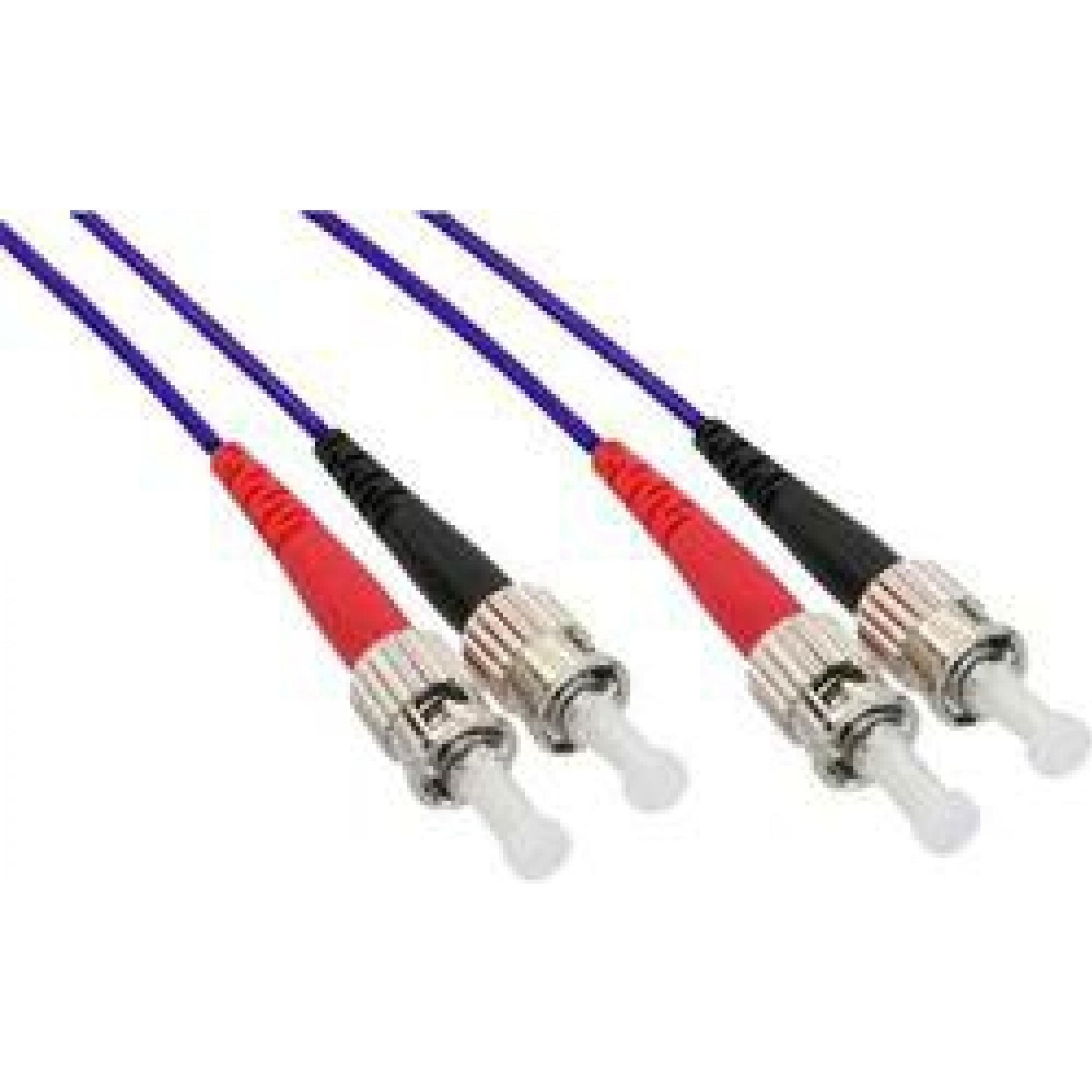 Bild von 3.00m InLine LWL Duplex Patchkabel 50/125 µm OM4 ST Stecker auf ST Stecker Violett