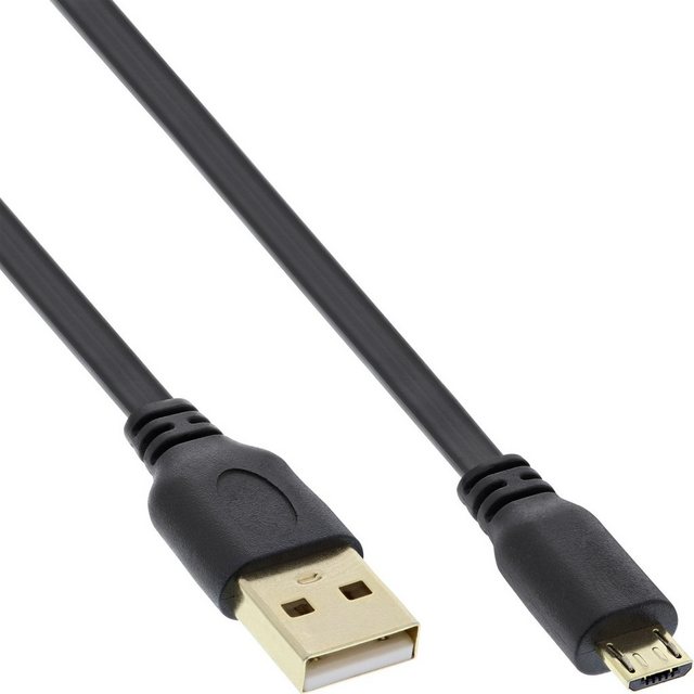 Bild von Inline InLine® Micro-USB 2.0 Flachkabel, USB-A Stecker an Micro-B Stecker, 1m USB-Kabel