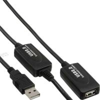 Bild von InLine USB 2.0 Aktiv-Verlaengerung 20m InLine mit Signalverstaerkung / Repeater Stecker A an Buchse A 20m (20 m, USB 2.0), USB Kabel