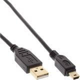 Bild von 0.50m InLine USB2.0 Anschlusskabel USB A Stecker auf USB miniB Stecker Schwarz vergoldet