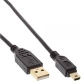 Bild von 5.00m InLine USB2.0 Anschlusskabel USB A Stecker auf USB miniB Stecker Schwarz vergoldet