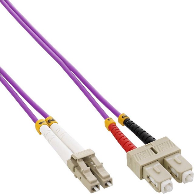 Bild von INLINE - Patch-Kabel - LC Multi-Mode (M) bis SC multi-mode (M) - 20 m - Glasfaser - Duplex - 50/125 Mikrometer - OM4 - halogenfrei - lila