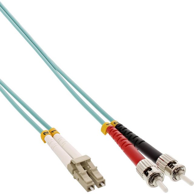 Bild von INLINE - Patch-Kabel - LC Multi-Mode (M) bis ST multi-mode (M) - 20 m - Glasfaser - Duplex - 50/125 Mikrometer - OM3 - halogenfrei - Türkis