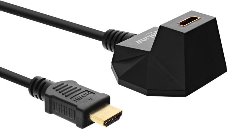 Bild von 5.00m InLine HDMI2.0 Verlängerungskabel High-Speed mit Ethernet HDMI-Stecker auf HDMI-Buchse Schwarz 4K*2K / Standfuß / vergoldet