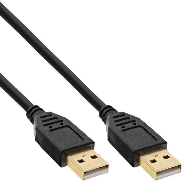 Bild von 1.00m InLine USB2.0 Anschlusskabel USB 2.0 USB A Stecker auf USB A Stecker Schwarz vergoldete Stecker