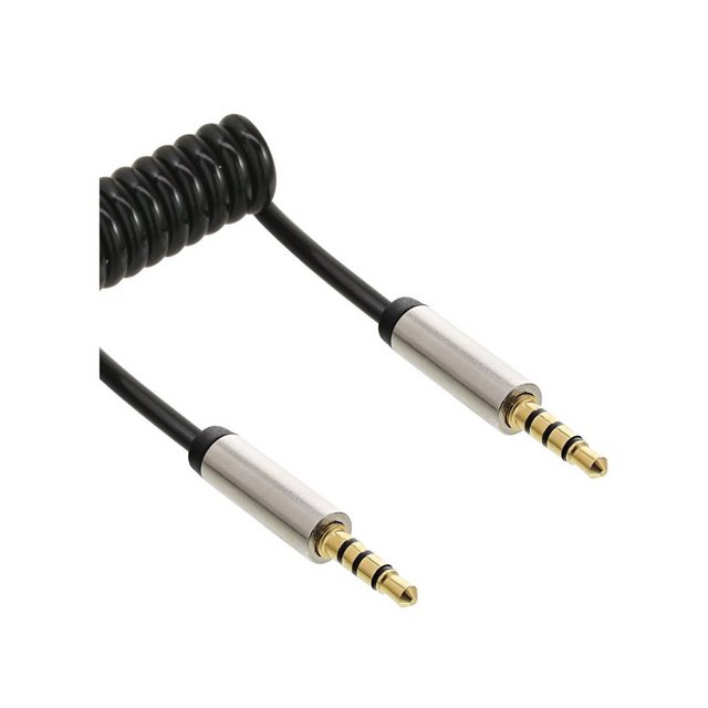 Bild von 1.00m InLine Spiralkabel Anschlusskabel 4pol Stecker auf 4pol Stecker Schwarz Slim / vernickelt