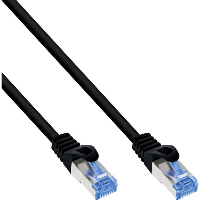 Bild von 1.50m InLine Cat. 6a Patchkabel S/FTP PiMF RJ45 Stecker auf RJ45 Stecker Schwarz flexibel / Geflechtabschirmung / halogenfrei / vergoldet