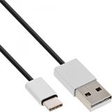 Bild von InLine USB 2.0 Kabel Typ C Stecker an A Stecker schwarz, Alu flexibel 0,5m (0.50 m, USB 2.0), USB Kabel
