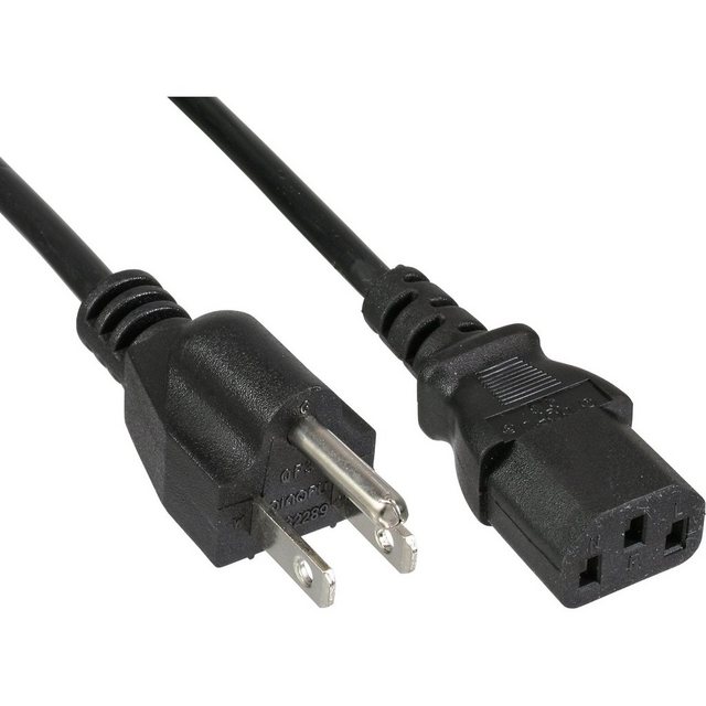 Bild von Inline InLine® Netzkabel, Netzstecker USA auf Kaltgerätestecker C13, 0,5m Stromkabel