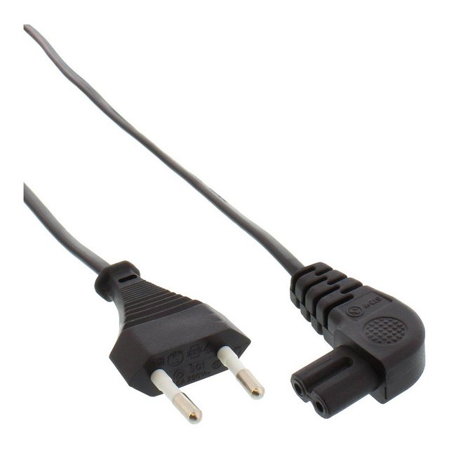 Bild von Inline InLine® Netzkabel, Netzstecker auf Euro 8 C7 Stecker, gewinkelt, 3,0m Stromkabel