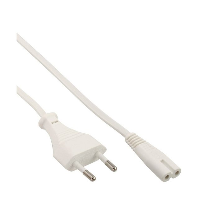 Bild von Inline InLine® Netzkabel, Netzstecker auf Euro 8 C7 Stecker, weiß, 5,0m Stromkabel