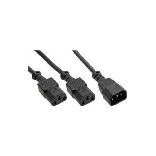 Bild von InLine® Netz-Y-Kabel, Kaltgeräte, 1x IEC-C14 auf 2x IEC-C13, 1m