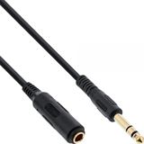 Bild von 5.00m InLine Audio Verlängerungskabel Standard 6.3mm Klinke Stecker Stereo auf 6.3mm Klinke Buchse Stereo Schwarz vergoldet