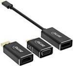 Bild von InLine USB Display Konverter Set 6-in-1, USB Typ-C Stecker zu DisplayPort Buchse, HDMI, VGA (DP Alt Mode), 4K2K, schwarz, 0.2m