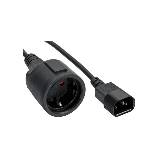 Bild von InLine 16659K Netz Adapter Kabel, Kaltgeräte C14 auf Schutzkontakt Buchse, für USV, 0,5m & AKYGA AK-PC-10A Netzkabel Schuko 3 Pin Polig IEC C14 / EU CEE 7/4 15cm, Schwarz