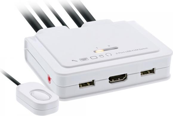 Bild von KVM Switch - 2-fach - USB-C + HDMI zu HDMI - 4K - mit Audio - integr. Kabel (62614I)
