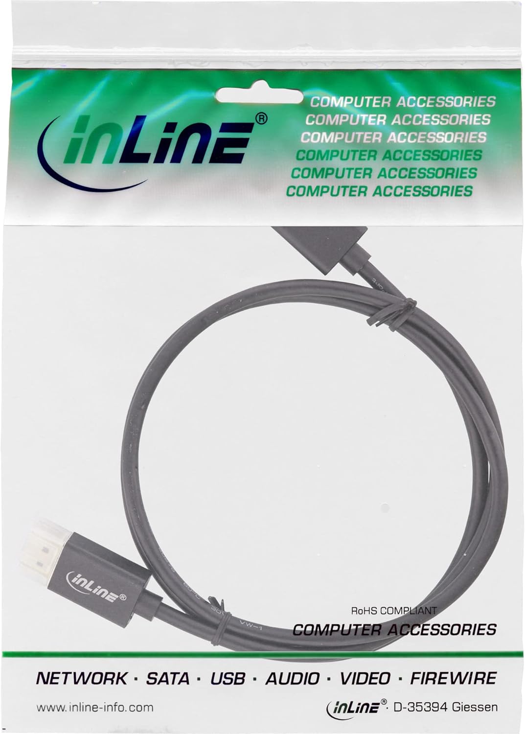 Bild von INLINE - DisplayPort-Kabel - DisplayPort (M) bis DisplayPort (M) - DisplayPort 1.4 - 0.5 m - 8K Unterstützung - Schwarz