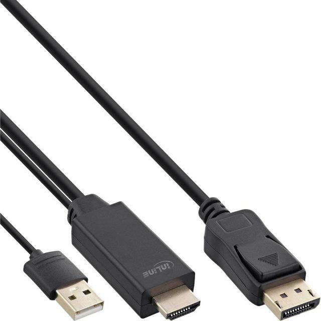 Bild von Inline InLine® HDMI zu DisplayPort Konverter Kabel, 4K/30Hz, schwarz, 2m HDMI-Kabel