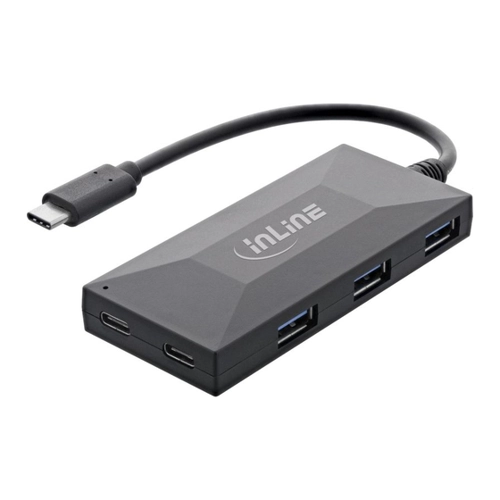 Bild von InLine USB 3.2 Gen 1 HUB USB Typ-C zu 3 Port Typ-A und 2 Typ -C mit 3A Netzteil, schwarz