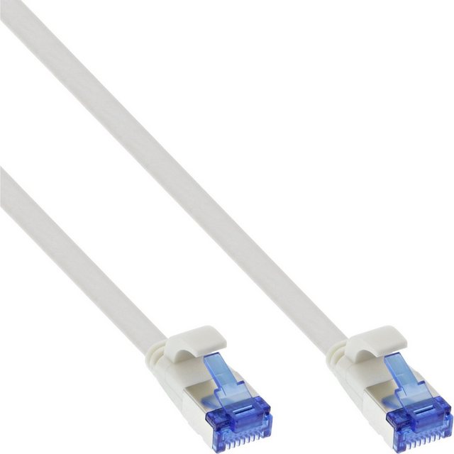Bild von 0.50m InLine Cat. 6a Patchkabel U/FTP PiMF RJ45 Stecker auf RJ45 Stecker Weiß halogenfrei / Rastnasenschutz