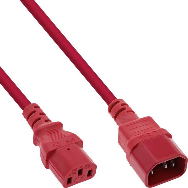Bild von INTOS ELECTRONIC AG InLine® Kaltgeräteverlängerung, C13 auf C14, rot, 2m Stromkabel