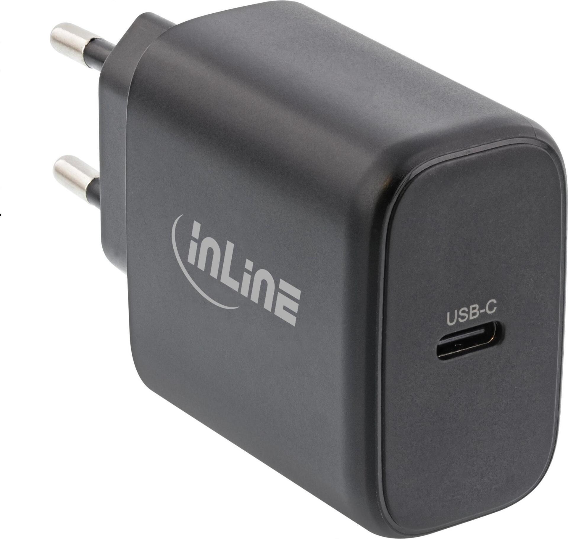 Bild von InLine USB-C Ladegerät, GaN Technologie, 65W, Schnellladegerät, Netzteil für MacBook Pro/Air, iPhone/Pro/Mini, iPad Pro, Pixel und mehr, schwarz, 31506D